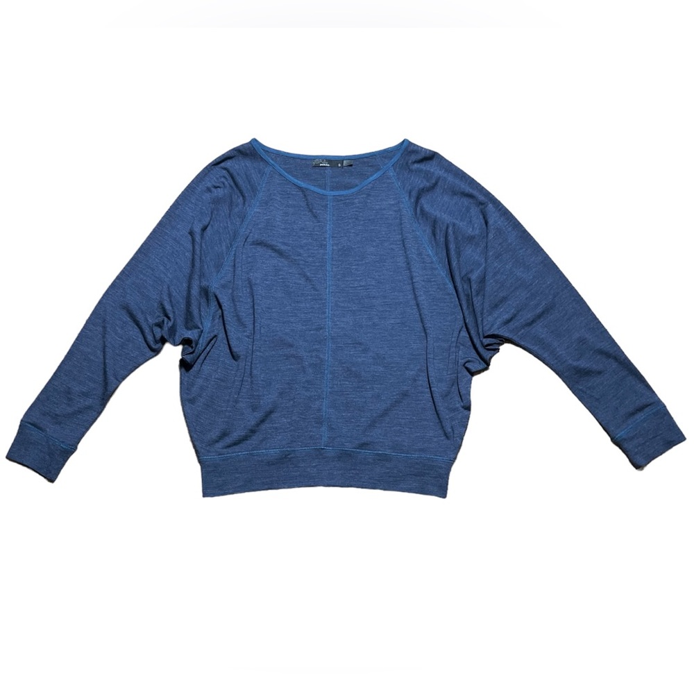 Prana Amanda Wool Blend Dolman Sleeve Top In Blue Sz S